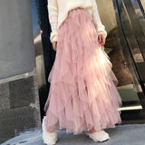 Cake Mesh Pleated Skirt For Women