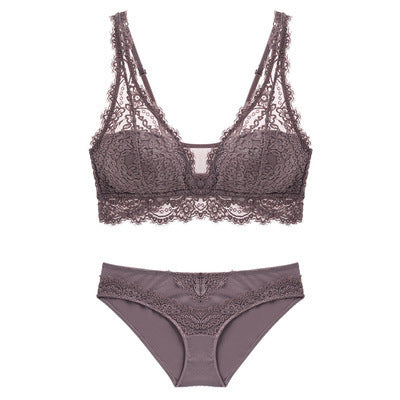 Laceless Gathering Lace Bra Set