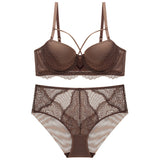 French Lace Splicing Hollow-out Sexy Bra Suit