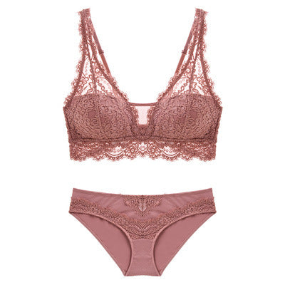 Laceless Gathering Lace Bra Set