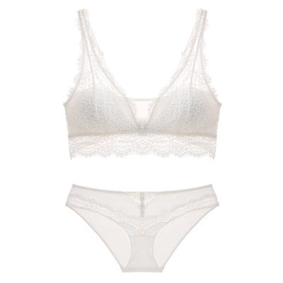 Laceless Gathering Lace Bra Set