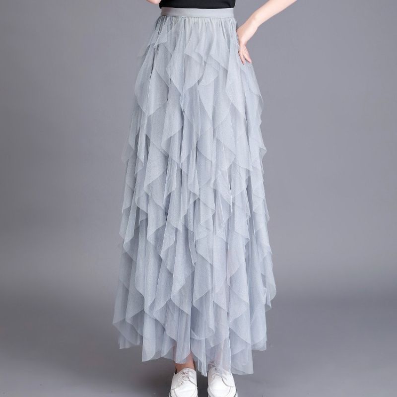 Cake Mesh Pleated Skirt For Women