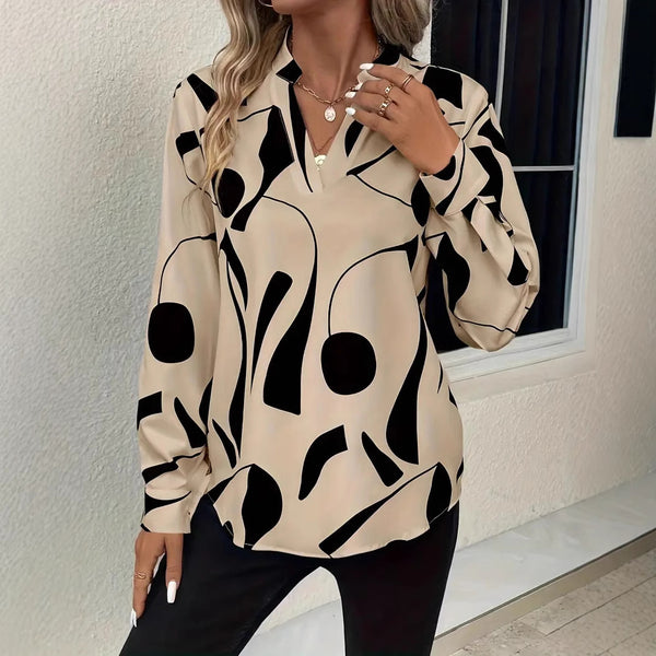 Printed Notched Collar Shirt