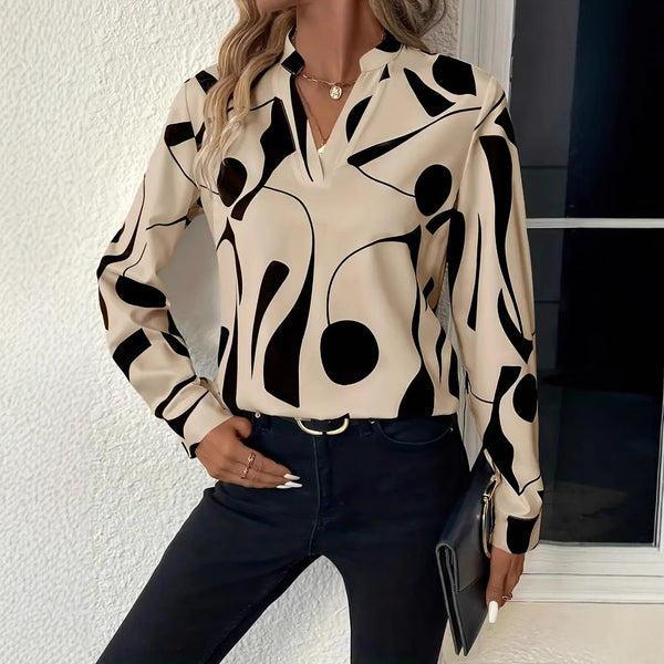 Printed Notched Collar Shirt