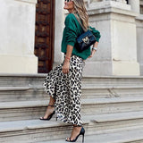 Leopard Print Elastic Waist A- Line Skirt