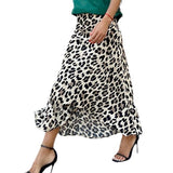 Leopard Print Elastic Waist A- Line Skirt